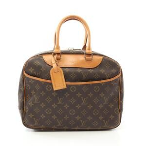 Louis Vuitton Deauville Bowling Vanity Handbag Leather Monogram Brown